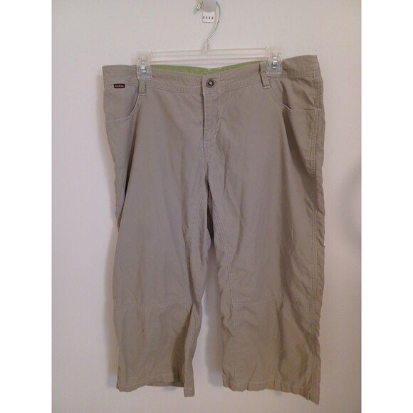 Kuhl Dry Stretch Capri Pants Womens 14 Khaki Tan Hiking Outdoor Active Stretch - Picture 2 of 10